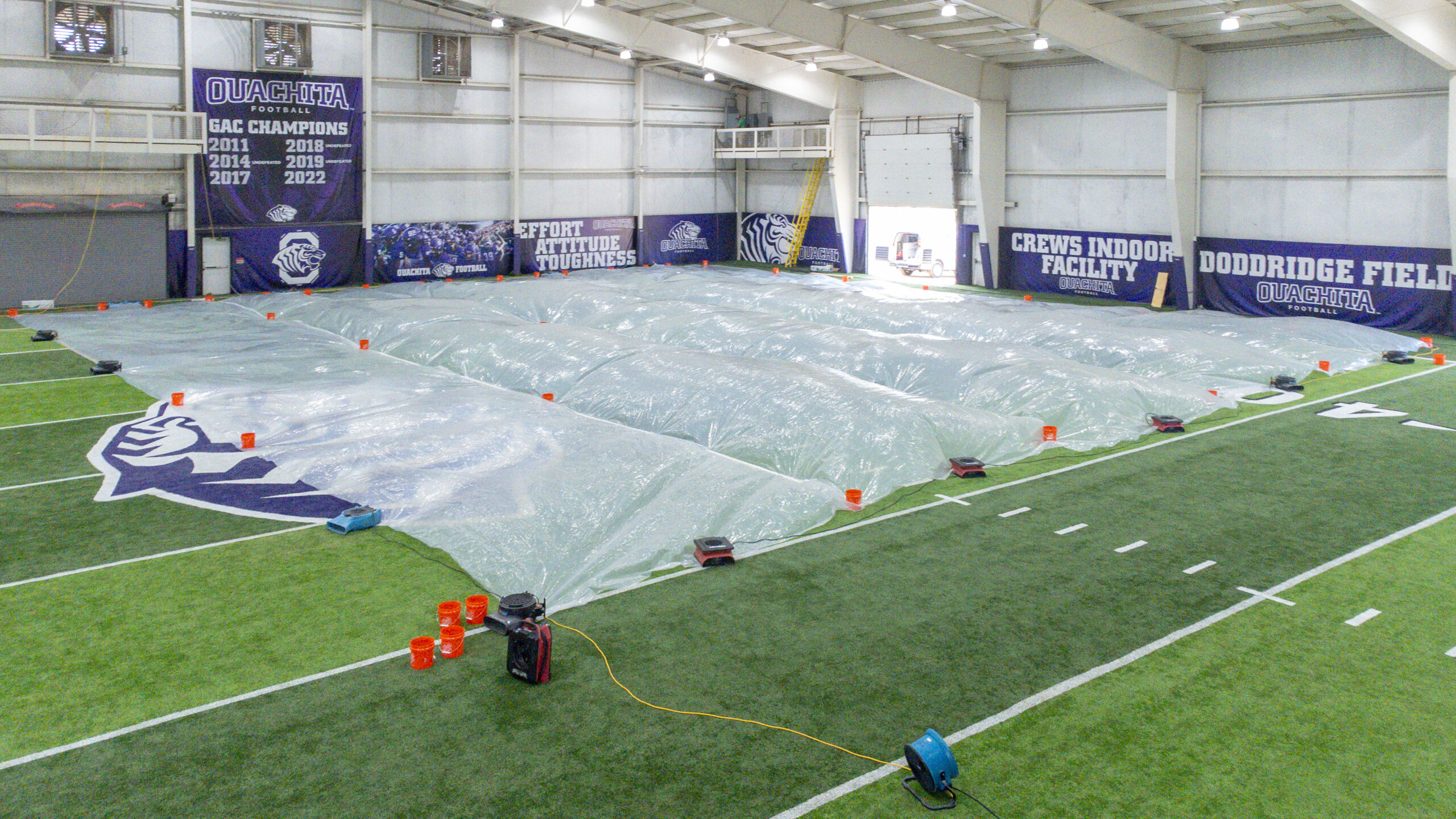water mitigation at OBU indoor facility